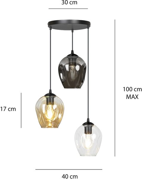 Emibig modern függeszték istar fekete emi682/3prem