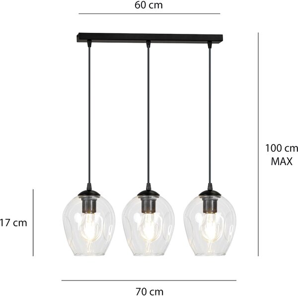 Emibig modern függeszték istar fekete átlátszó emi679/3