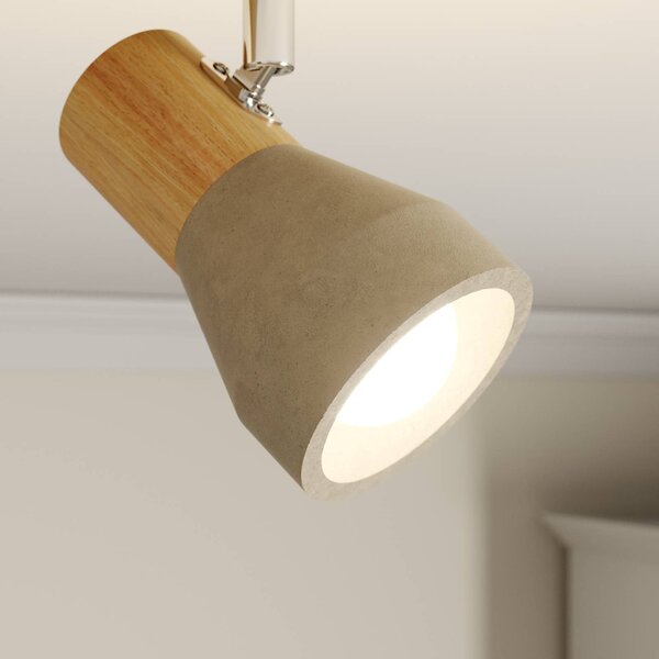 Lindby Filiz spotlámpa, 2-lámpás, 27 cm, fa, beton, E14, dimmelhető, Világos fa, Hálószoba, Fa, Skandináv