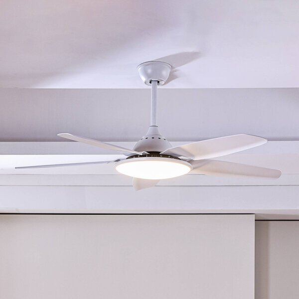 Lucande Divian LED mennyezeti ventilátor, fehér, DC, csendes, CCT, Fehér / opál, Nappali / Étkező, fém, Modern