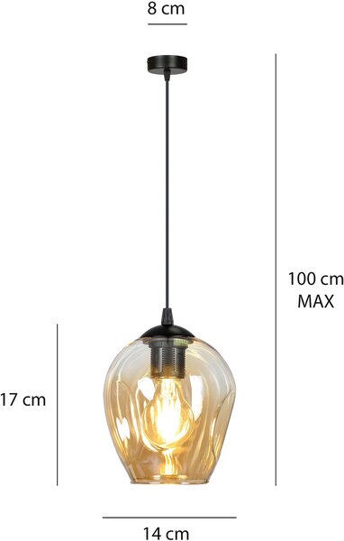 Emibig modern függeszték istar borostyán fekete emi677/1