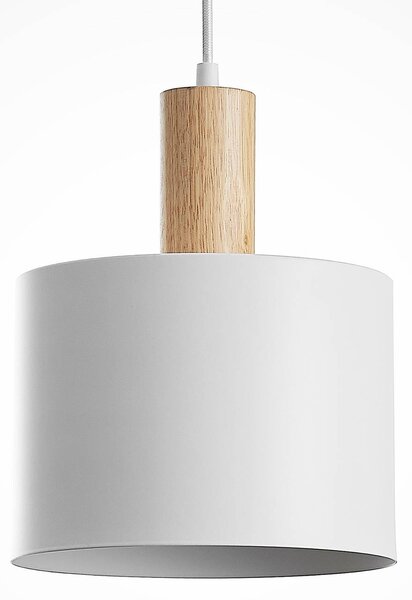 Lindby függőlámpa Kadir, 73 cm, 3-as lámpa, fehér, fa, dimmelhető, Fehér / opál, Nappali / Étkező, fém, Modern