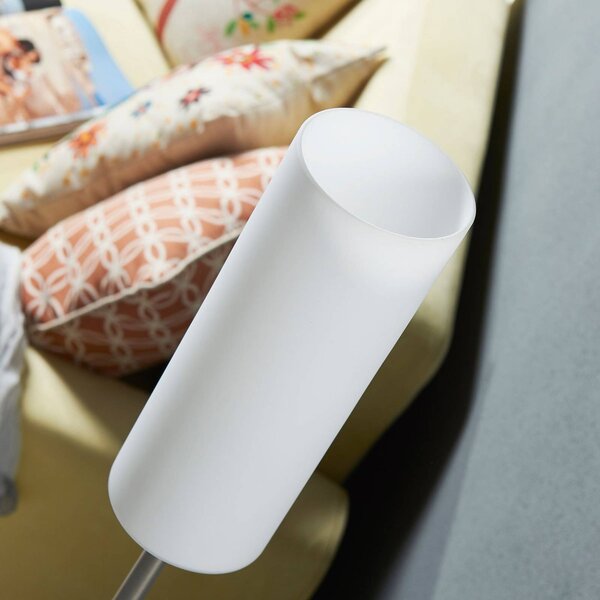 Lindby Vinsta állólámpa, magasság 153 cm, fehér, üveg, fém, Fehér / opál, Nappali / Étkező, Üveg, Modern