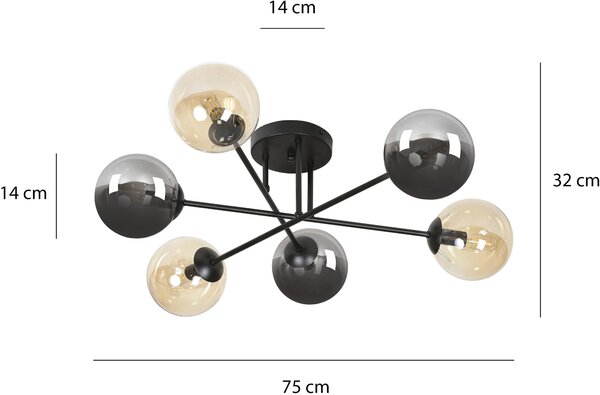 Emibig modern mennyezeti lámpa brendi fekete emi834/6b3