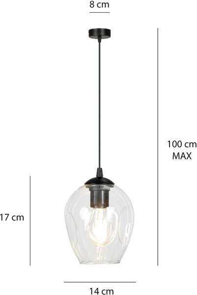 Emibig modern függeszték istar fekete átlátszó emi679/1