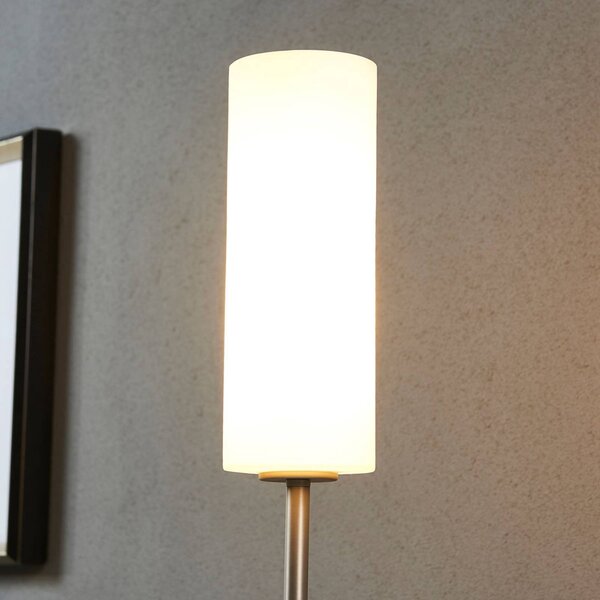 Lindby Vinsta állólámpa, magasság 153 cm, fehér, üveg, fém, Fehér / opál, Nappali / Étkező, Üveg, Modern