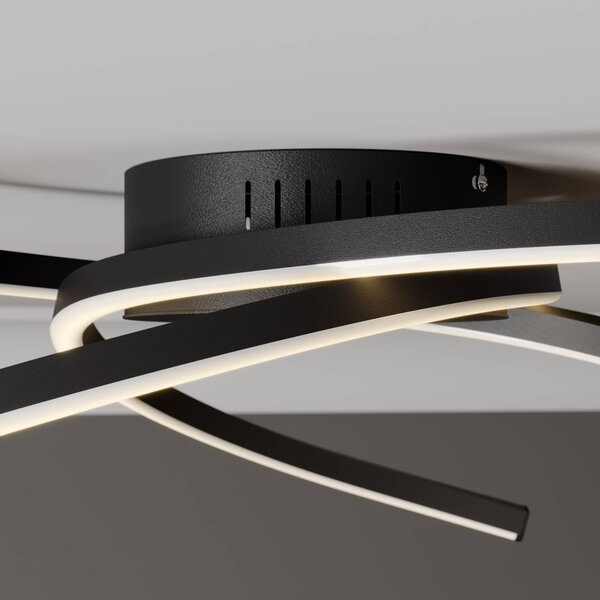 Lindby Katris LED mennyezeti lámpa, 58 cm, fekete, dimmelhető, Fekete, Nappali / Étkező, Alumínium, Modern