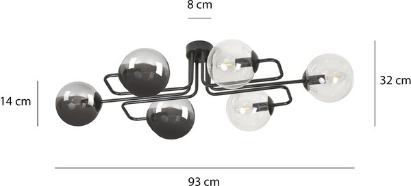Emibig modern mennyezeti lámpa brendi fekete emi834/6a3
