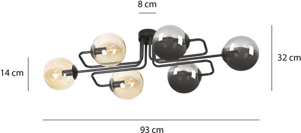 Emibig modern mennyezeti lámpa brendi fekete emi834/6a2