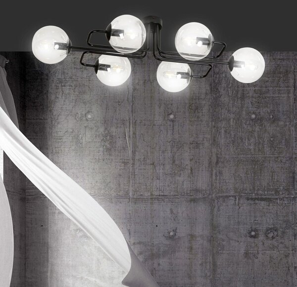 Emibig modern mennyezeti lámpa brendi fekete átlátszó emi831/6a