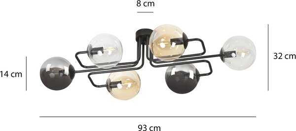 Emibig modern mennyezeti lámpa brendi fekete emi834/6a1