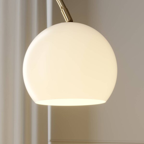 Lindby Ívlámpa Cynthia, sárgaréz színű, üveg, 140 cm, E27, Sárgaréz / arany, Nappali / Étkező, Üveg, Modern