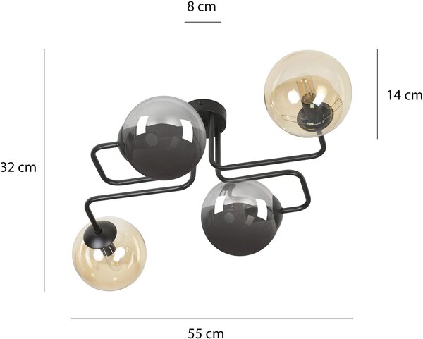 Emibig modern mennyezeti lámpa brendi fekete emi843/4m2