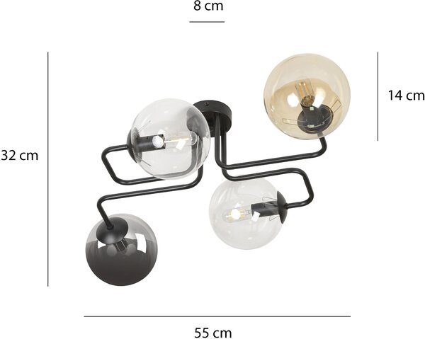 Emibig modern mennyezeti lámpa brendi fekete emi843/4m1