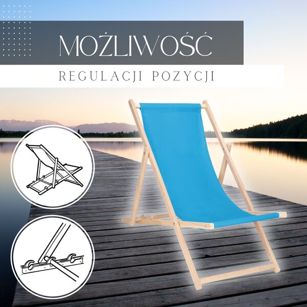 Dc0001blue1 összecsukható fából készült nyugágy