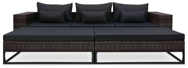 5 részes szürke polyrattan kerti bútorszett párnákkal