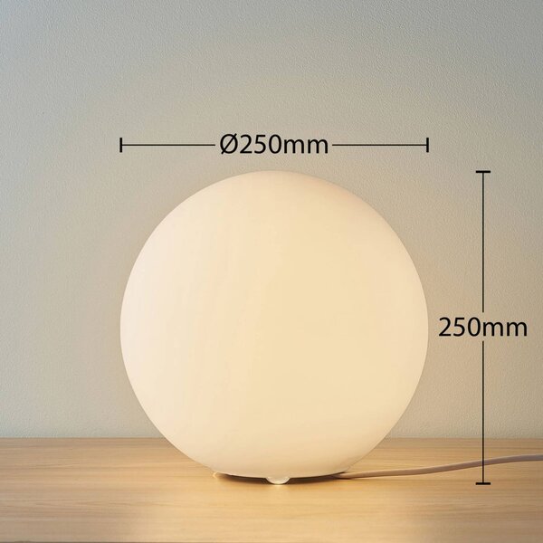 Lindby asztali lámpa Marike, fehér, üveg, gömb, Ø 25 cm, E27, Fehér / opál, Nappali / Étkező, Üveg, Modern