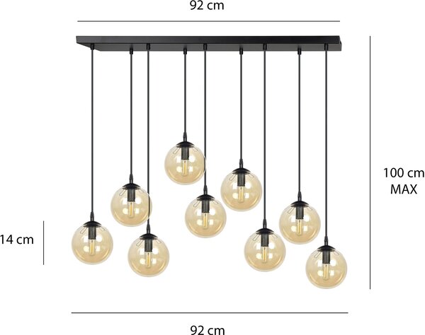 Emibig modern függeszték cosmo borostyán fekete emi713/9