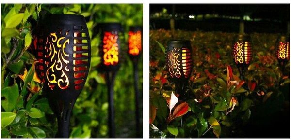 Polifach 12 LED-es kerti Napelemes Lámpa 51cm - Fáklya (P-200) - fekete 6db