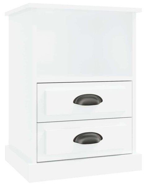 Elegáns Éjjeliszekrény Szett - 2 db - Magasfényű Fehér - 43x36x60 cm
