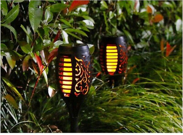 Polifach 12 LED-es kerti Napelemes Lámpa 51cm - Fáklya (P-200) - fekete 6db
