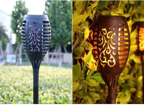 Polifach 12 LED-es kerti Napelemes Lámpa 51cm - Fáklya (P-200) - fekete 6db