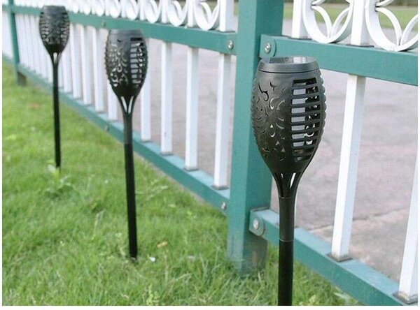 Polifach 12 LED-es kerti Napelemes Lámpa 51cm - Fáklya (P-200) - fekete 6db
