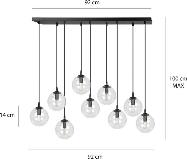 Emibig modern függeszték cosmo fekete átlátszó emi711/9