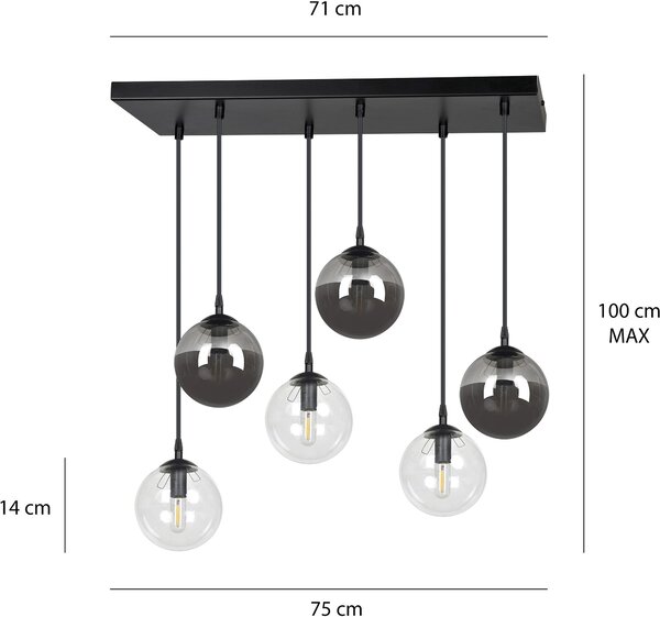 Emibig modern függeszték cosmo fekete emi714/6m2