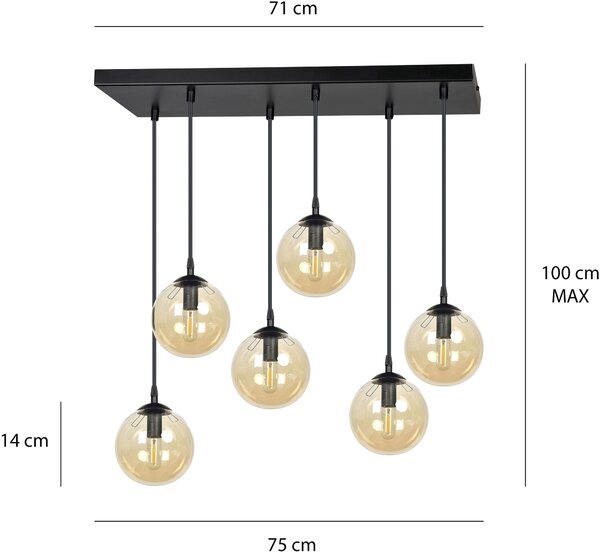Emibig modern függeszték cosmo borostyán fekete emi713/6