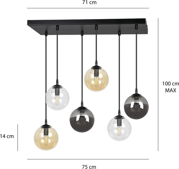Emibig modern függeszték cosmo fekete emi714/6m1