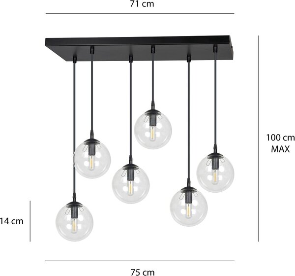 Emibig modern függeszték cosmo fekete átlátszó emi711/6