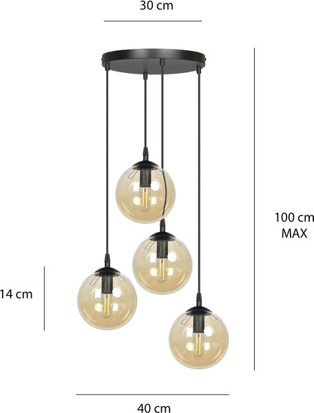 Emibig modern függeszték cosmo borostyán fekete emi713/4prem