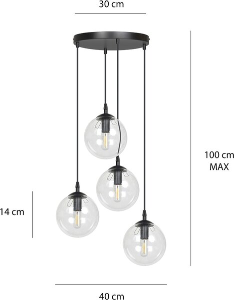 Emibig modern függeszték cosmo fekete átlátszó emi711/4prem
