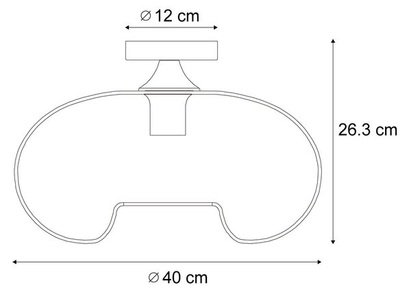 Art Deco mennyezeti lámpa fekete füstüveggel 40 cm - Busa
