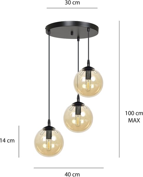 Emibig modern függeszték cosmo borostyán fekete emi713/3prem