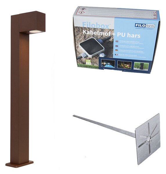 Kültéri lámpa rozsdabarna színben, földbe szúrható tüskével és kábeltömítéssel 65cm IP44 - Baleno