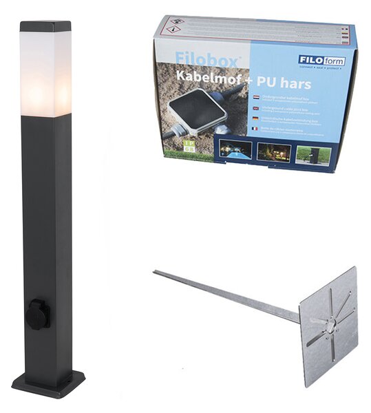 Kültéri lámpa sötétszürke 80 cm foglalattal IP44 - Malios