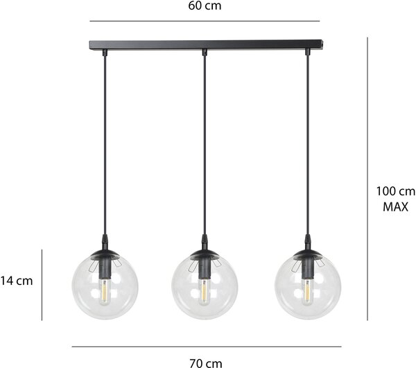 Emibig modern függeszték cosmo fekete átlátszó emi711/3