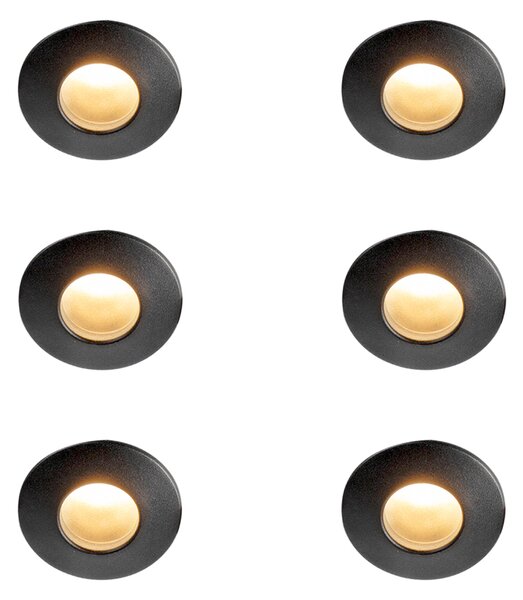 6 darabos modern fekete süllyesztett spotlámpa készlet IP44 - Gap