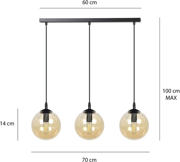 Emibig modern függeszték cosmo borostyán fekete emi713/3