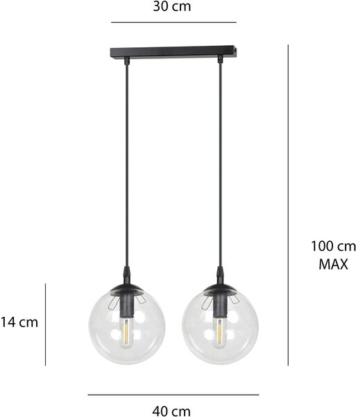 Emibig modern függeszték cosmo fekete átlátszó emi711/2