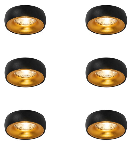 6 darabos, fekete színű, arany belsővel ellátott design süllyesztett spotlámpa készlet - Mooning