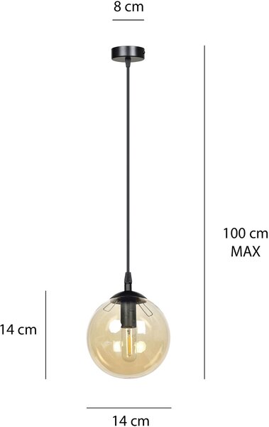 Emibig modern függeszték cosmo borostyán fekete emi713/1