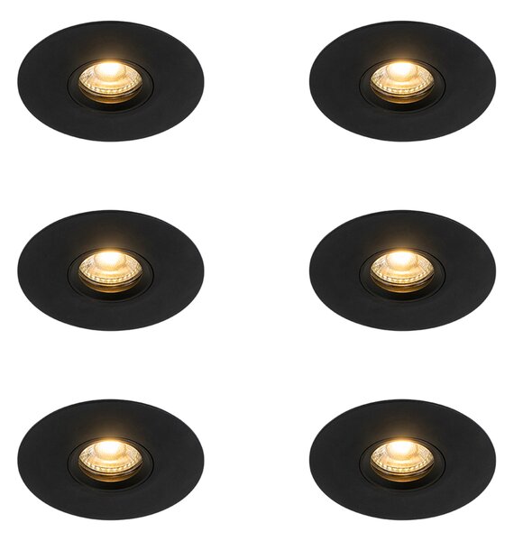 6 db Modern süllyesztett folt fekete 12 cm - Buco