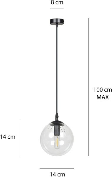 Emibig modern függeszték cosmo fekete átlátszó emi711/1