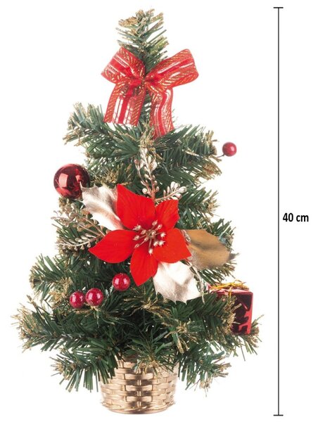 MagicHome műfenyő, feldíszített, piros, 40 cm
