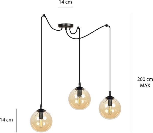 Emibig modern függeszték gigi borostyán fekete emi938/3