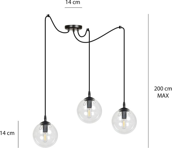 Emibig modern függeszték gigi fekete átlátszó emi936/3
