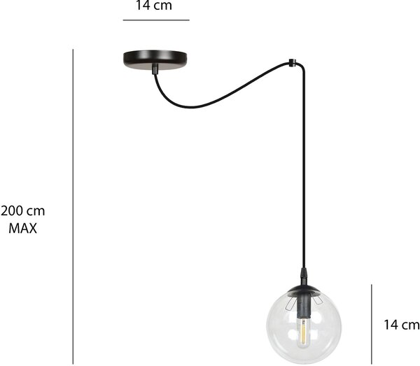 Emibig modern függeszték gigi fekete átlátszó emi936/1